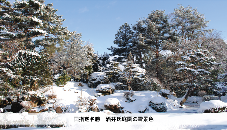 国指定名勝　酒井氏庭園の雪景色
